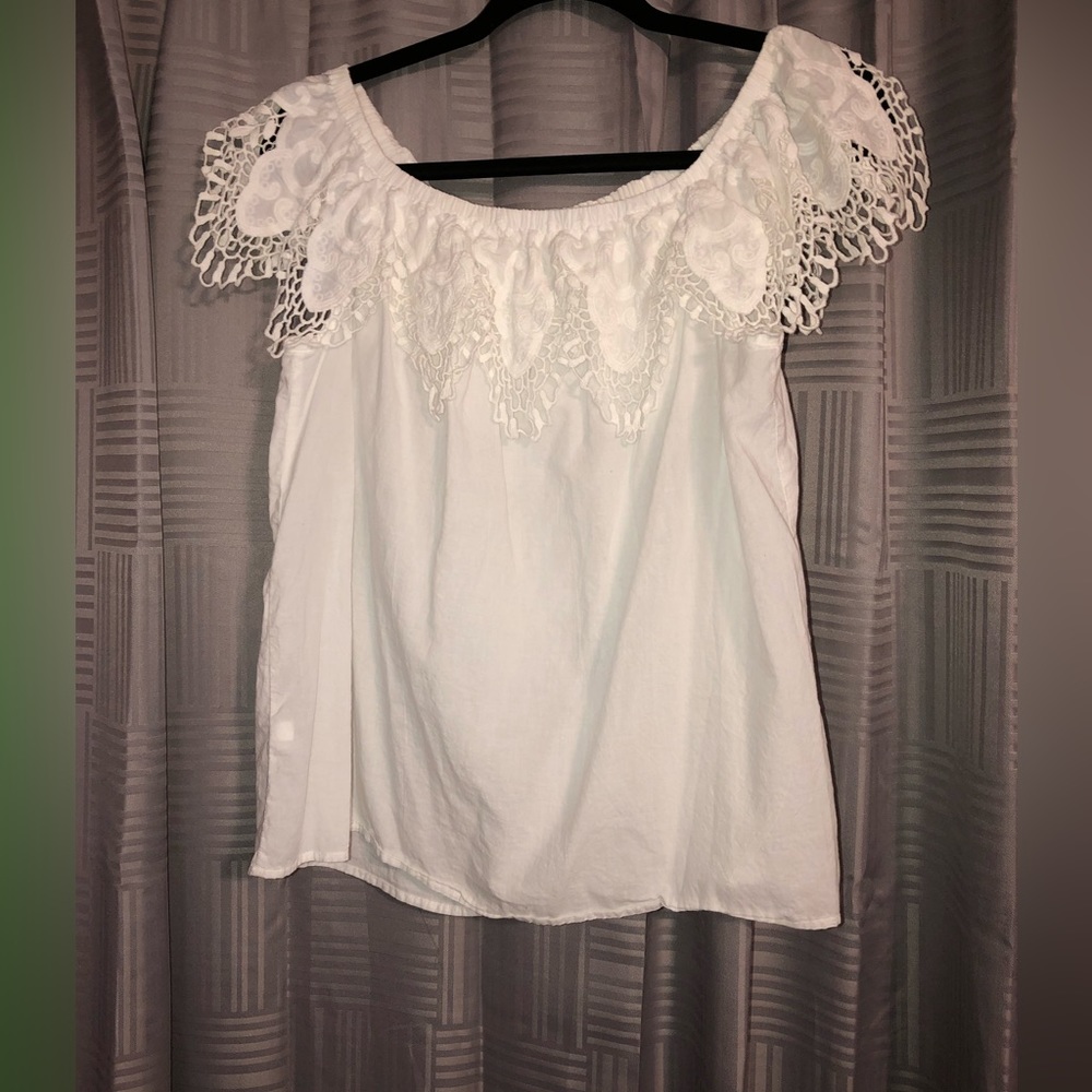 White off the shoulder top with lace